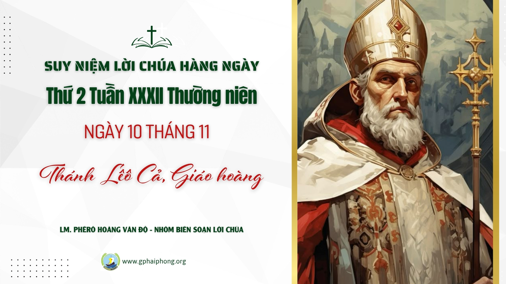 Suy Niệm Lời Chúa Hàng Ngày | Thứ Hai Tuần XXXII Mùa Thường Niên
